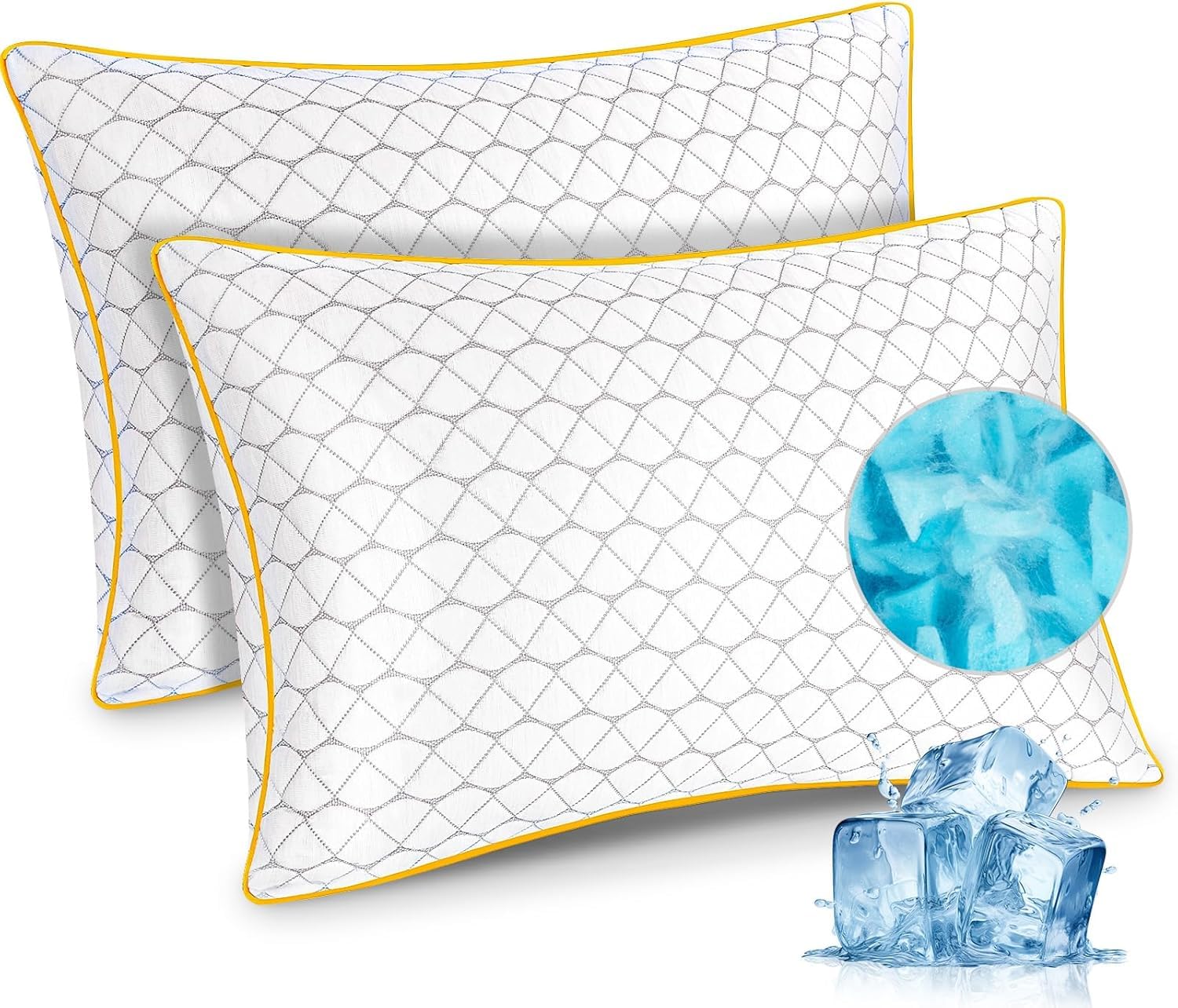 Cooling Shredded Memory Foam Pillows King Size 2 Pack – Adjustable Bed Pillows for Sleeping, Breathable Cooling Supportive Pillow for Side Back & Stomach Sleepers, with Washable Cover