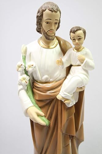 Miniatura 2 de Estatua de San José con el Santo Niño Jesús, Marrón, Tonos Tierra, Religioso, Estilo Clásico, Hecho en Italia
