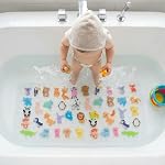 BEEHOMEE Cartoon Non Slip Bathtub Mat for Kids - 34x15 Inch XL Large Size Anti Slip Shower Mats for for Toddlers Children Baby Floor Tub Mats (Alphabet)