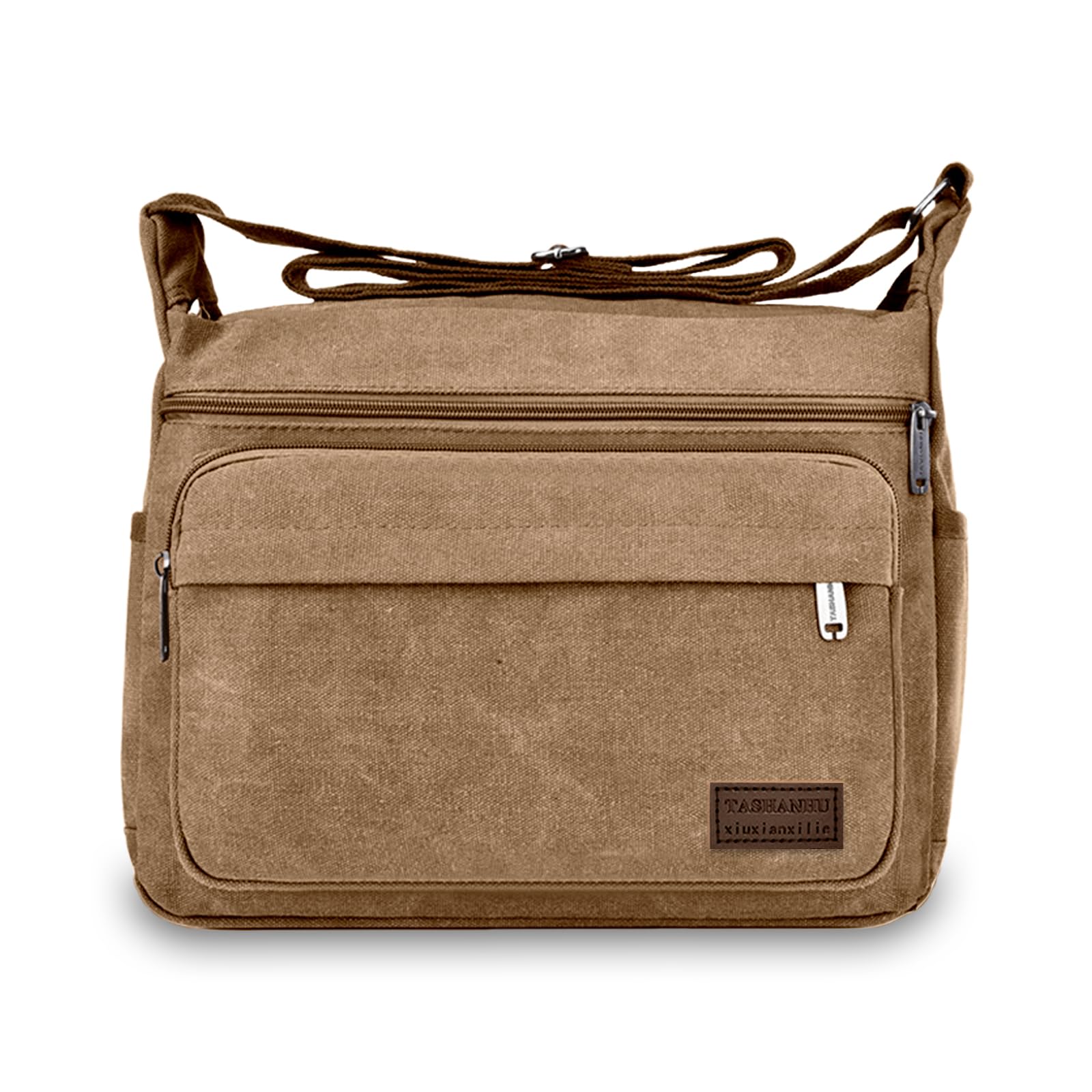 Aucuu Borsa a Tracolla, Borsa Tracolla Uomo, Messenger Crossbody Bag Grande Capacità, Tela Tracolla con Più Tasche per Lavoro, Scuola, Uso Itinerante e Quotidiano