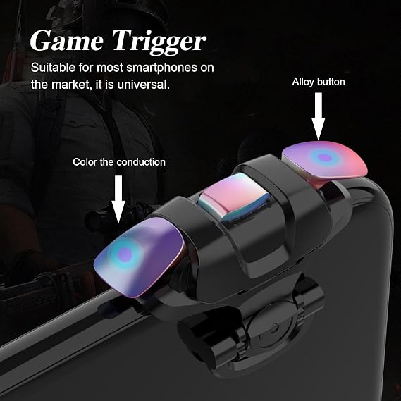 PartyKindom Game Trigger Pair Mobile Game Controller Accessories for Portable Handle Trigger Easy Install and Remove Does Not Map View or Side Buttons