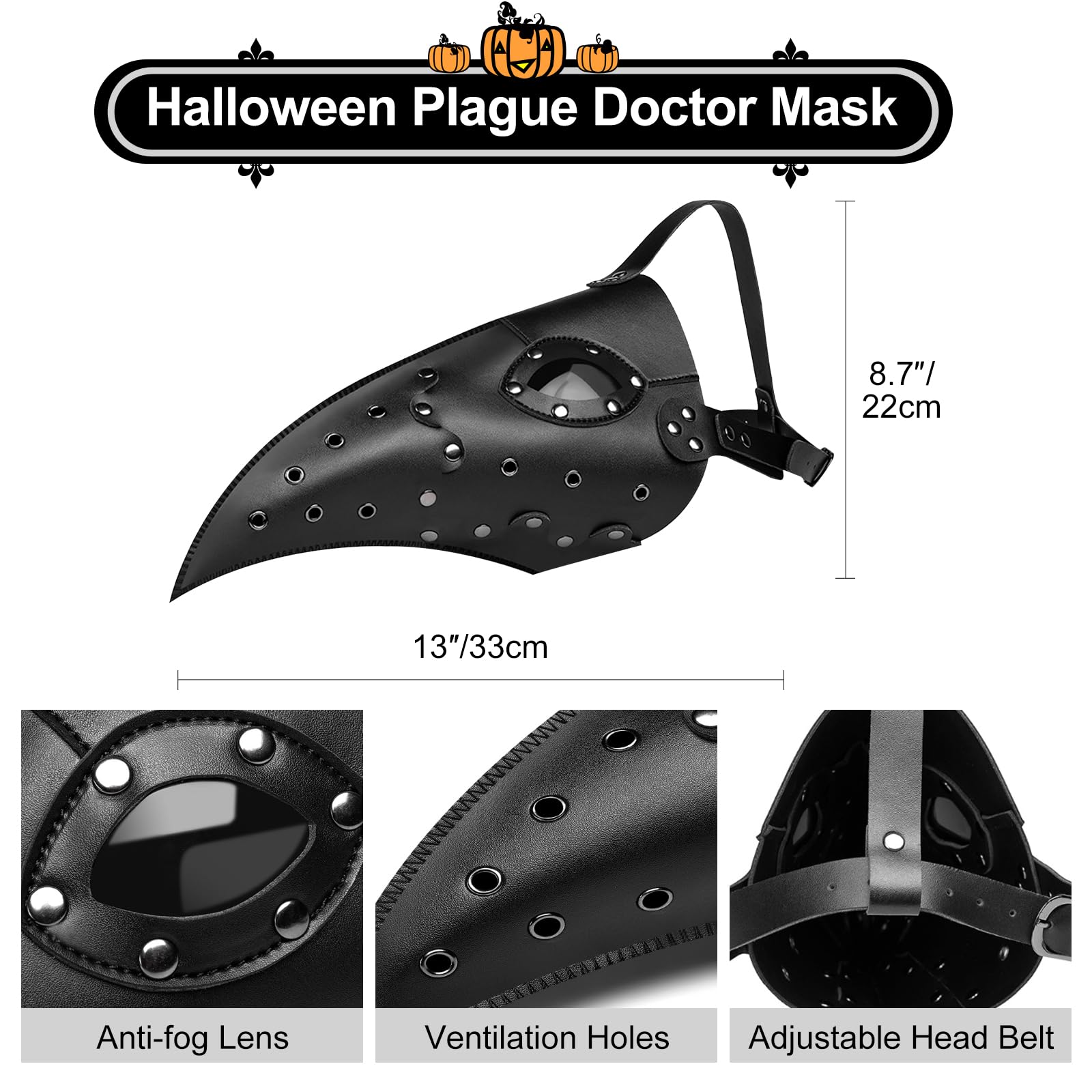 Lifreer Long Nose Beak Mask, Halloween Plague Doctor Mask, Plague Doctor Costume, Halloween Beak Mask with Cloak - Image 3