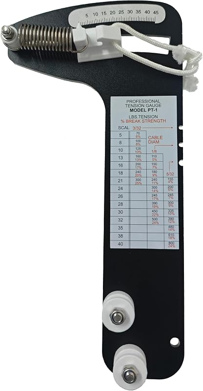 PT-1 Tension Gauge for Rigging – Professional Sailboat Cable Tension Tool & Wire Rope Meter for 3/32", 1/8", 5/32" Diameter, Hands-Off Boat Sailing Rigging Tension Tester, 0-800 lb Range