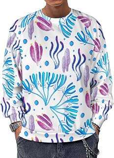 Hawaiian Palm Leaf Pattern Adolescent Casual Loose And Comfortable Round Neck Sweater Letter Pullover