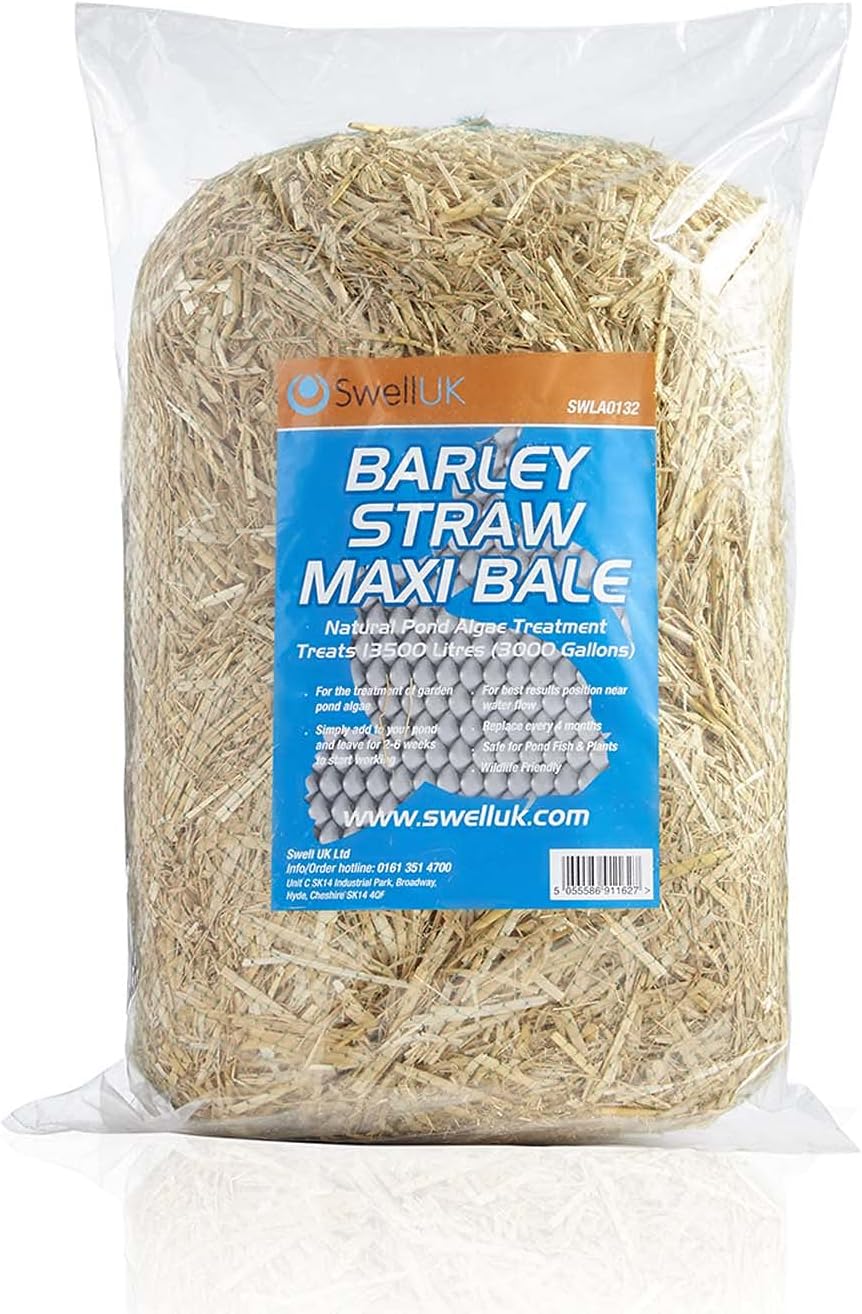 Swell UK Barley Straw Maxi Bale for Large & Small Ponds | Blanketweed Pond Treatment for Crystal Clear Water | Safe for Livestock | Natural & Environmentally Friendly Algae Control – Pack of 2