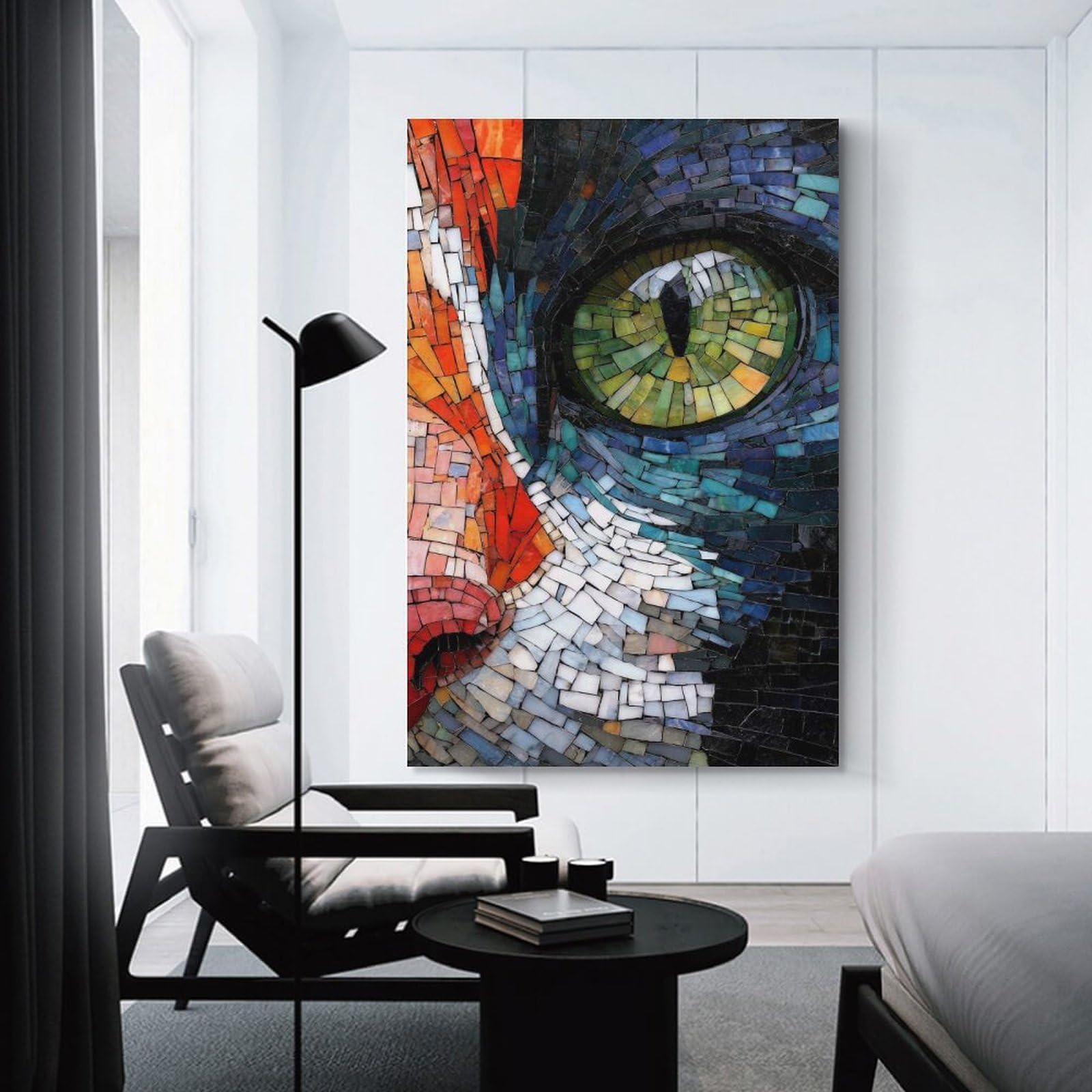 Wall Art Print Mosaic Cat Eye Close-Up, 08x12inch(20x30cm), for Contemporary Homes, Apartments Or Offices, An Easy Choice for New Home Styling