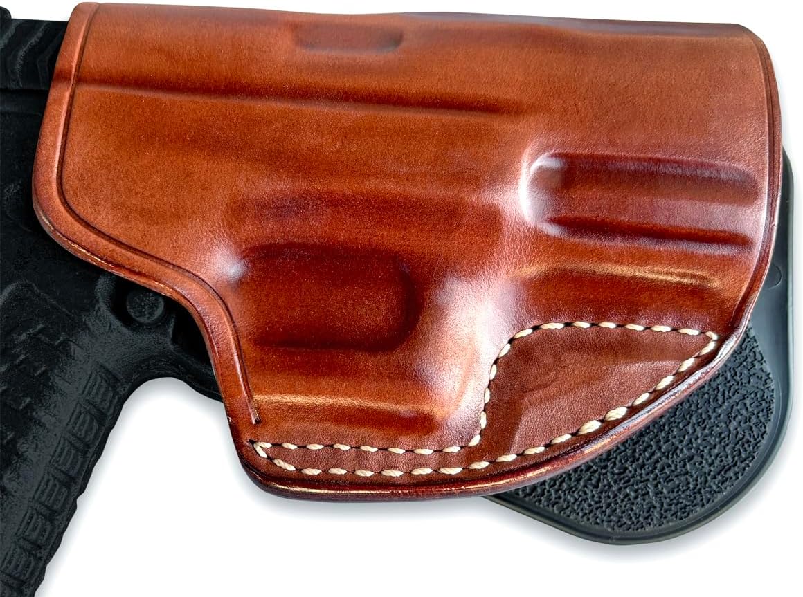 Masc Premium Leather OWB Paddle Holster Open Top fits, XD-M 9/40/ 45 Compact 3.8-inch, Right Hand Draw, Brown Color #1051#