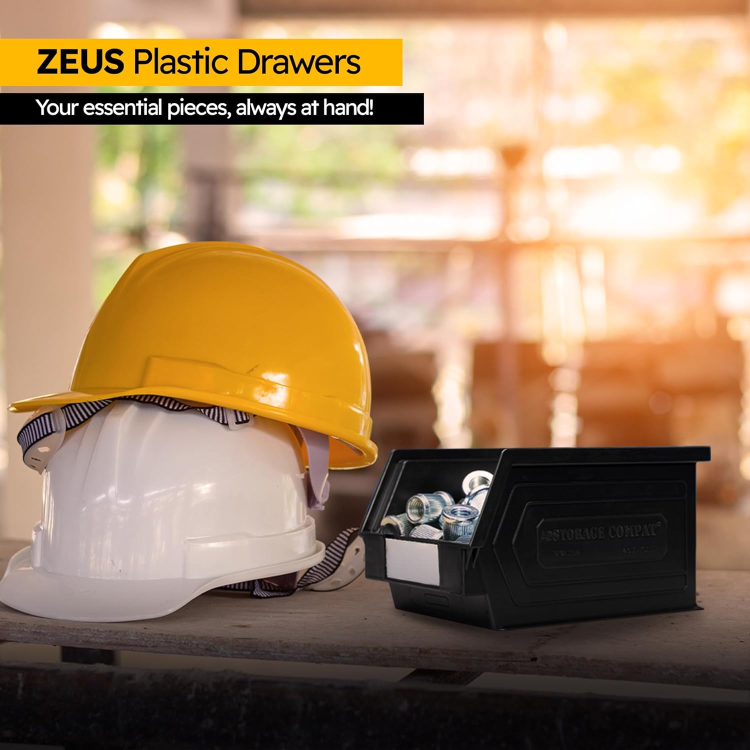 Plastic Storage Bins, Hanging, Stackable, Storage Organizer Bin for Warehouses, Workshops 9-Inch x 5-Inch x 5-Inch, Yellow, 12-Pack