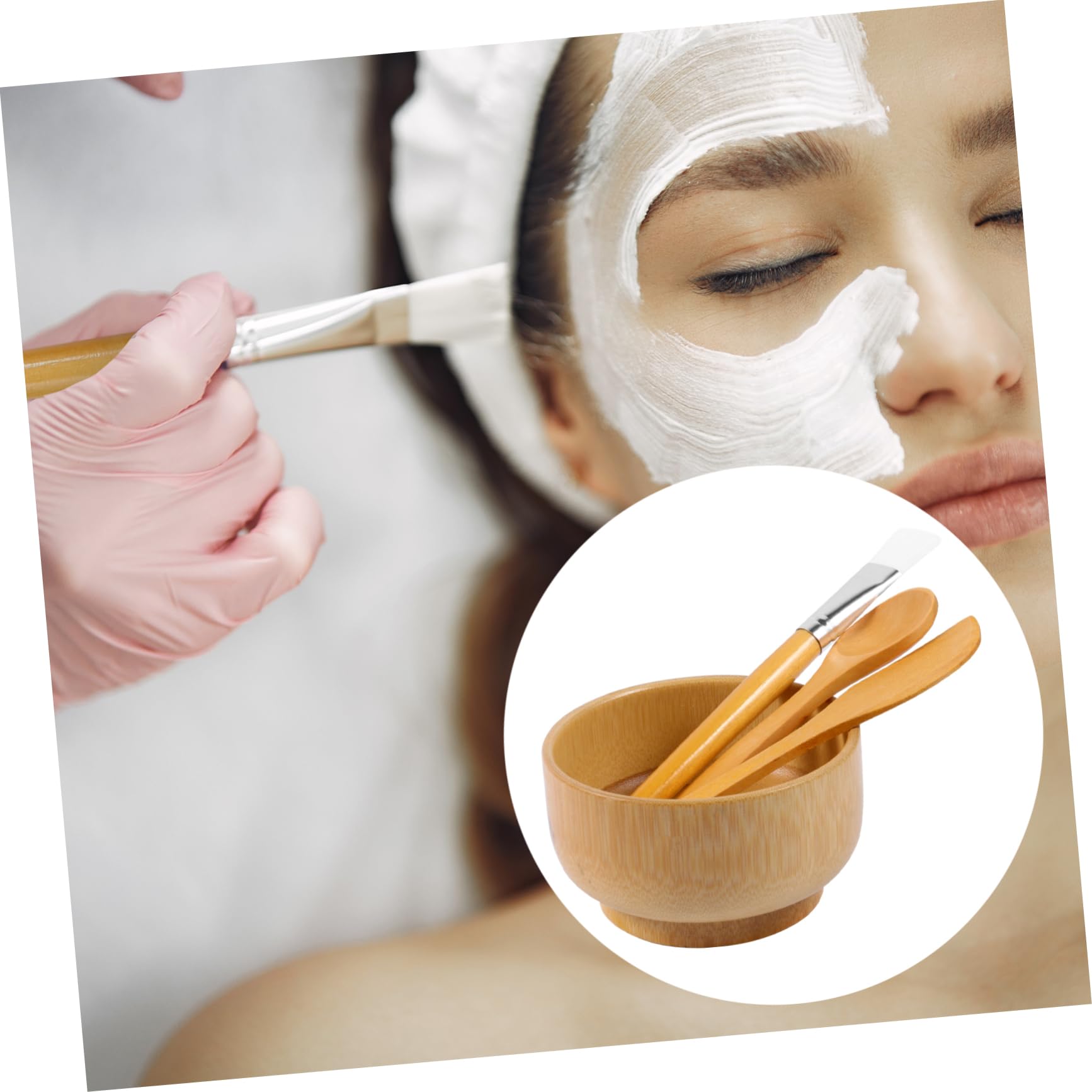 Healeved Face Mask Mixing Bowl Spoon Set 4-piece Diy Mask Kit Brush Spatula Skin Care Tools