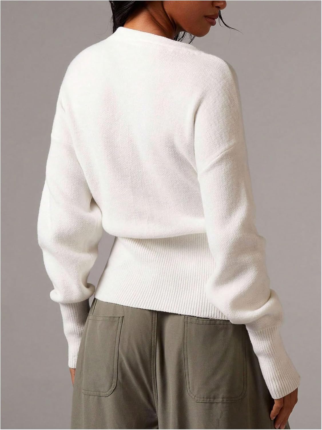 Verdusa Women's Button Up Cardigan Cozy Sweaters Cinched Waist Tops Fall Winter Clothes - Image 2