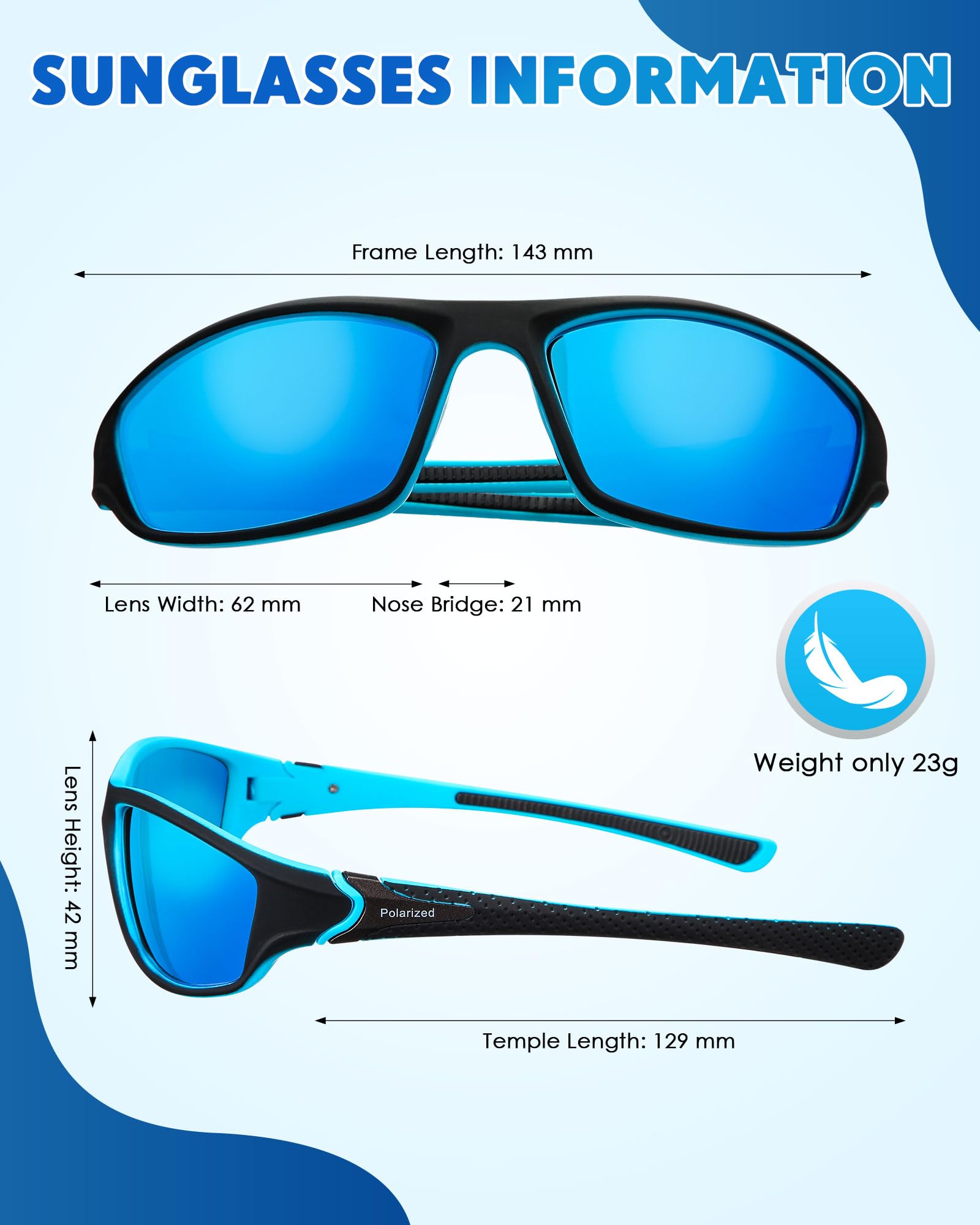 Frienda 6 Pack Polarized Sport Sunglasses for Men Multipack Fit over Glasses Pack Lot Set Men's Sport Fishing Eyeglasses(Lovely Colors)