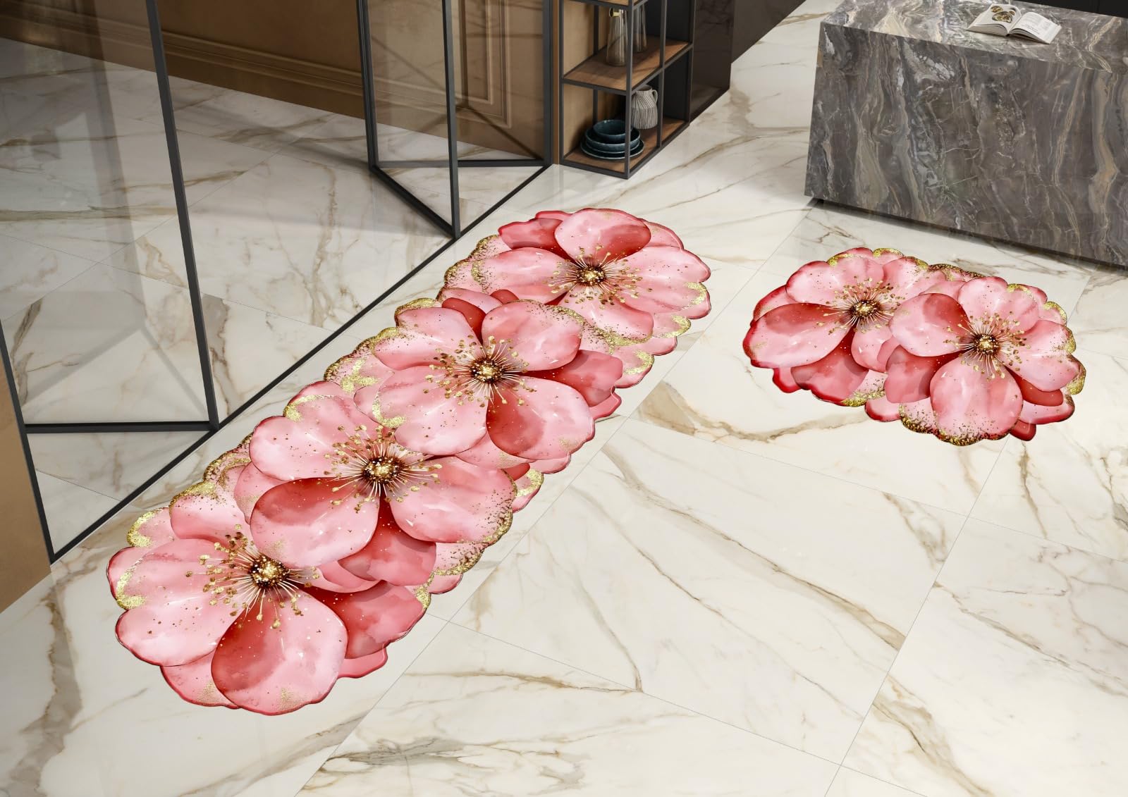 Buy SEHAJ HOME DECOR 3D Floral Area Rug Set, Decorative Multicolor