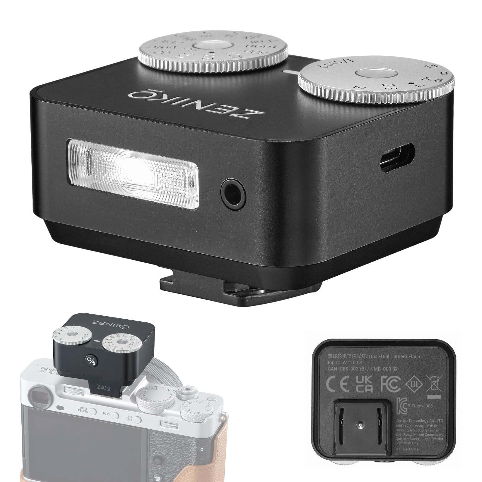 Amazon.com : ZENIKO ZA-12B Dual Dial Retro Mini Flash - 2.5s