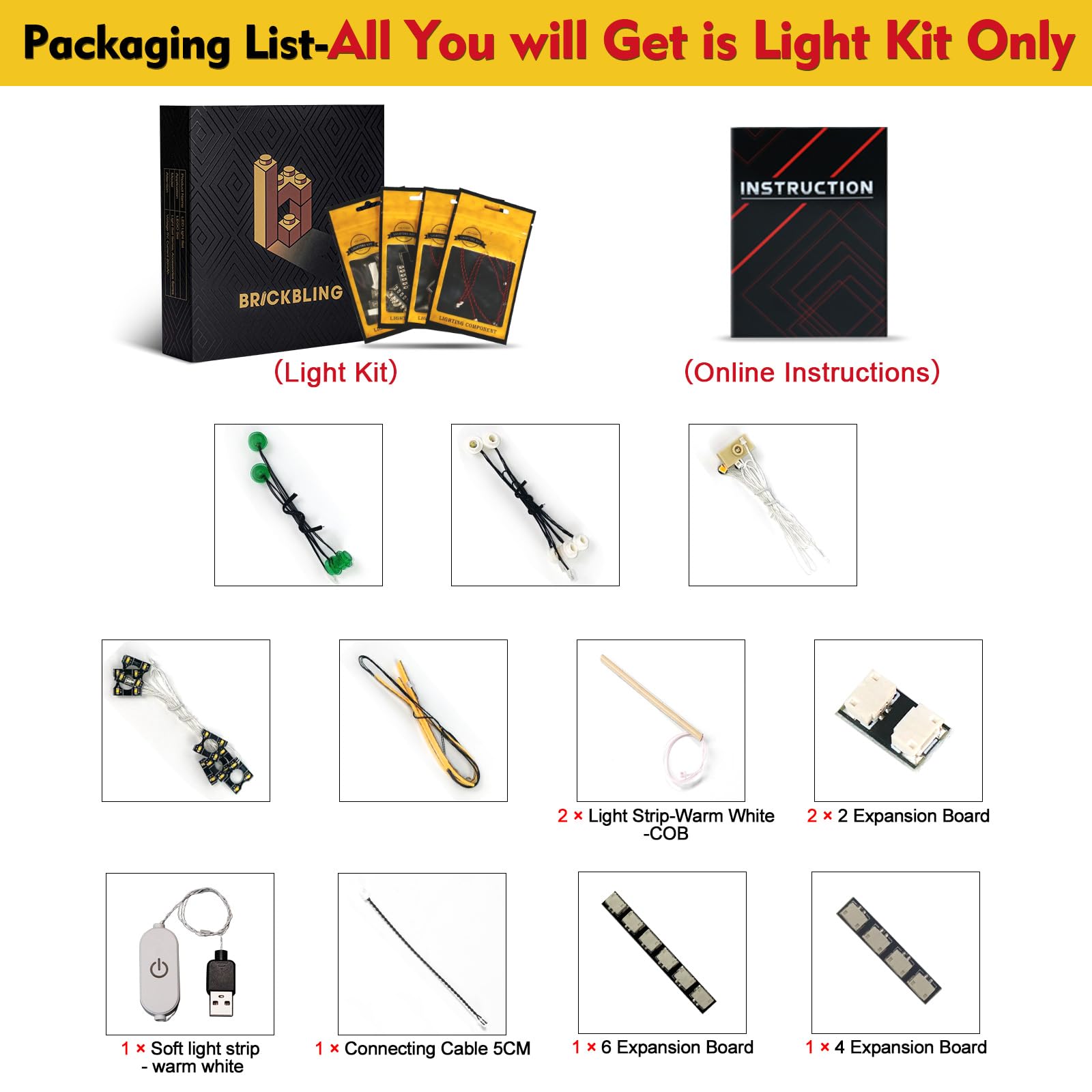 BrickBling Kit d'éclairage LED compatible avec Lego Gustav Klimt - The Kiss