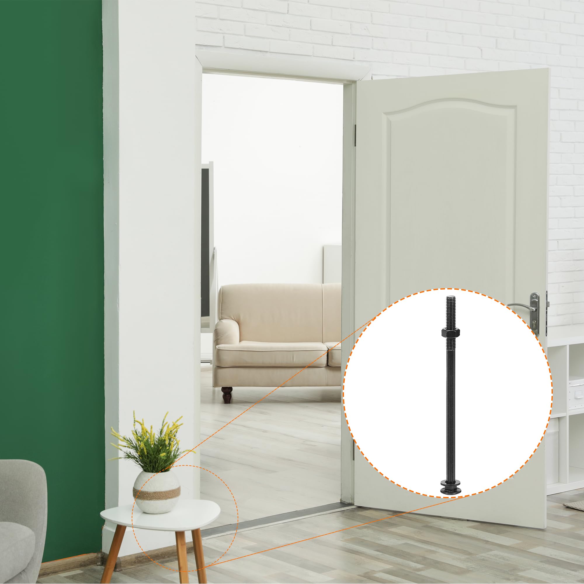 QUARKZMAN M10x200mm Bulloni A Testa Tonda Con Collo Quadrato Con Dadi E Rondelle, 12Set 304 Acciaio Inossidabile Bulloni A Testa Tonda Con Collo Quadrato, Nero