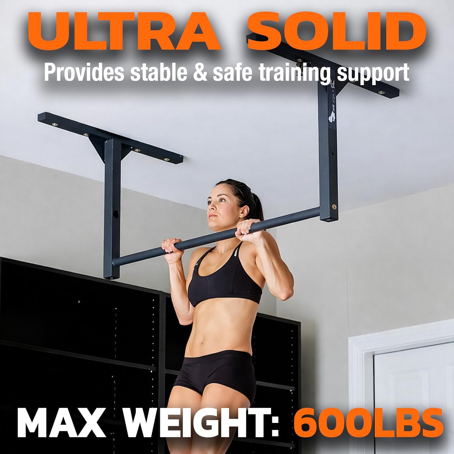 Stud Bar Heavy-Duty Pull-Up Bar – Ceiling or Wall Mount – Gym-Quality Steel, 600 lb Capacity – Fits 9 ft Ceilings