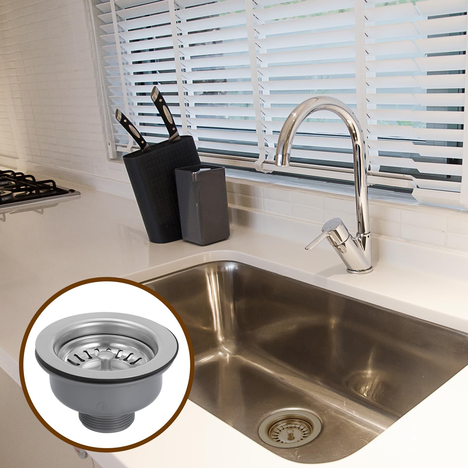 Colino Quadrato In Acciaio Inox Per Lavello 78mm - Filtro Anti-intasamento Microforato Per Cucina E Bagno