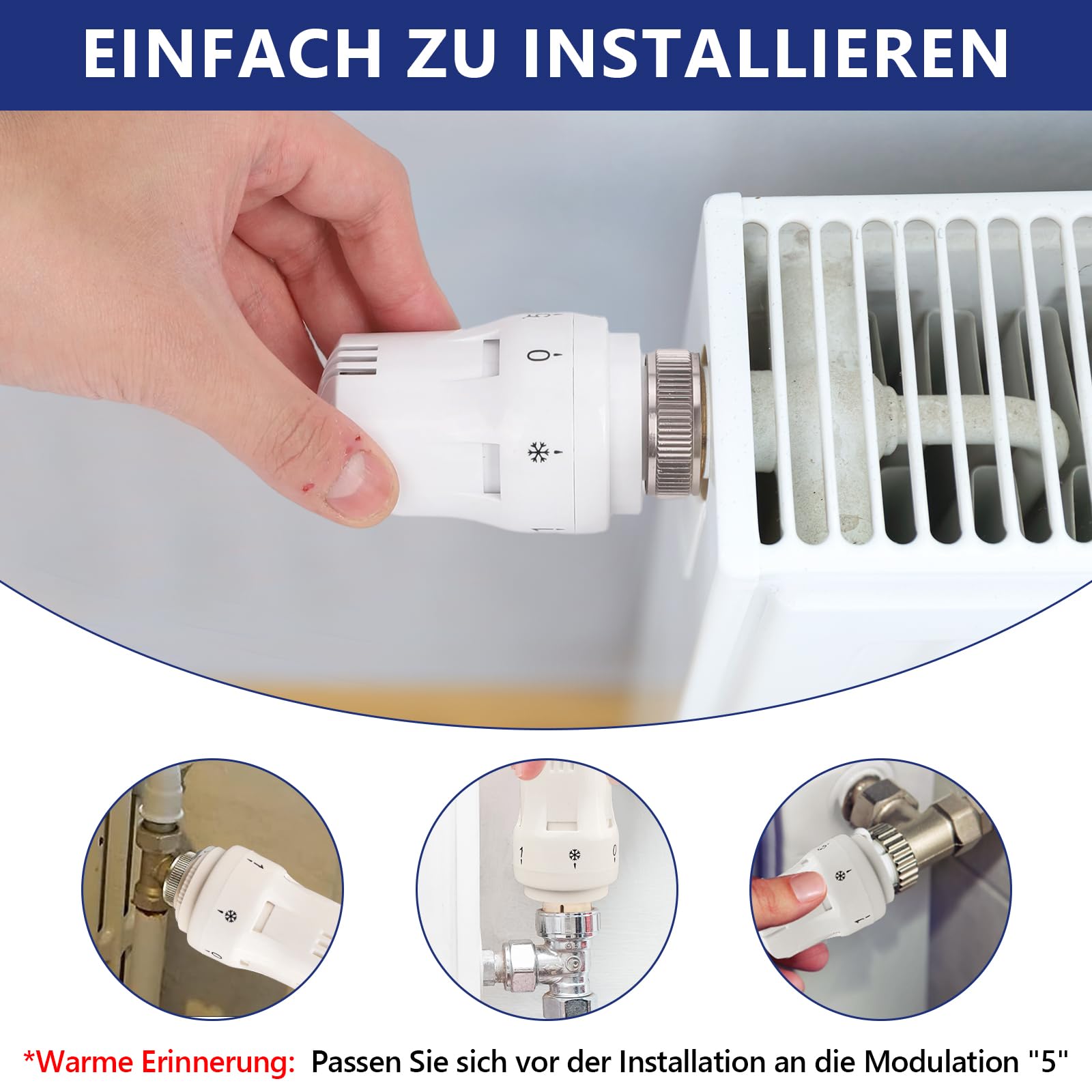 Testina termostatica, valvola per radiatore per filettatura M30 x 1,5, termostatica, testa di ricambio, termostato per termosifone, termostato per casa, ufficio (8 pezzi)