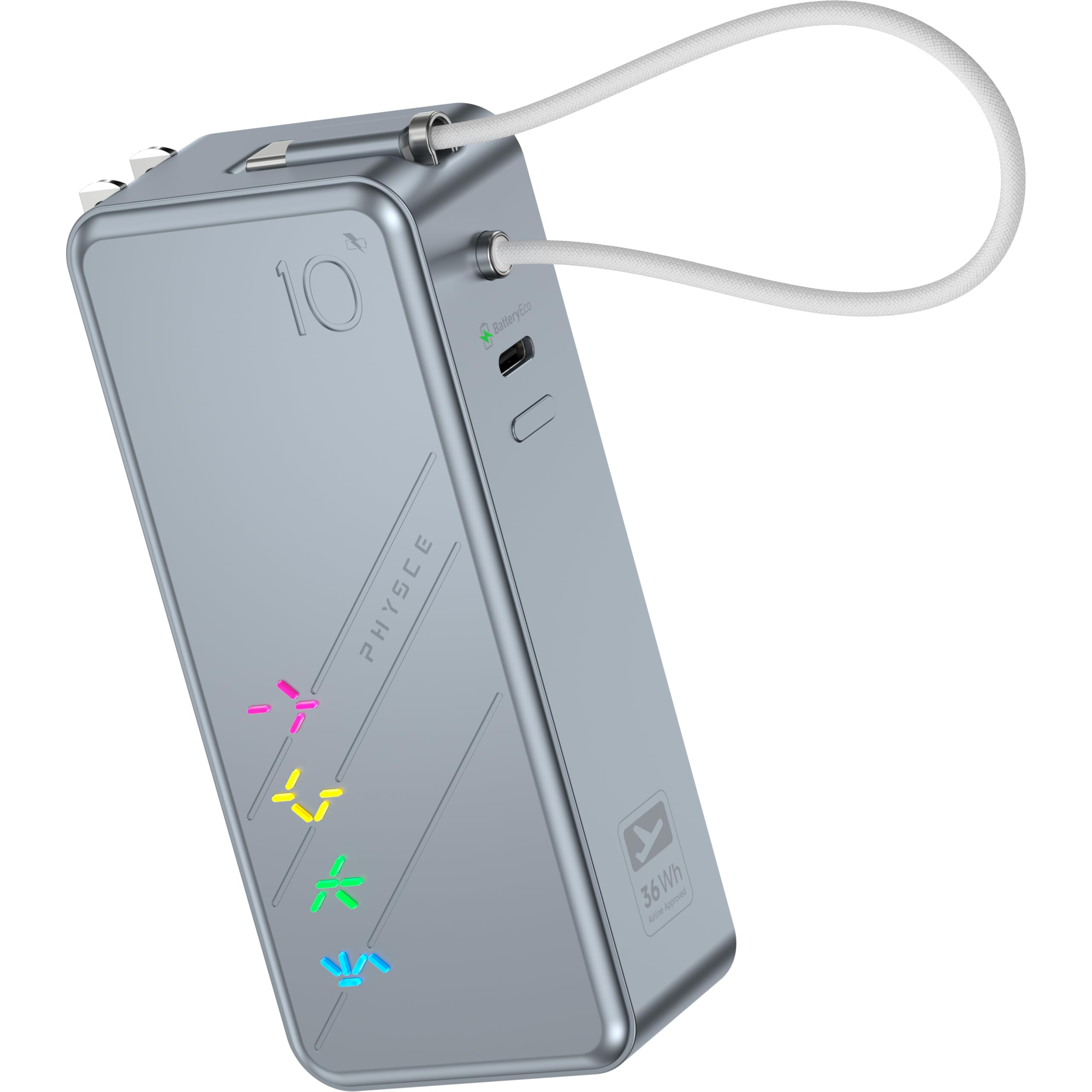 PHYSCE モバイルバッテリー　10000mah ケーブル一体型 Amazon | 【physce】3in1 モバイルバッテリー 約10000mAhクラス 大容量
