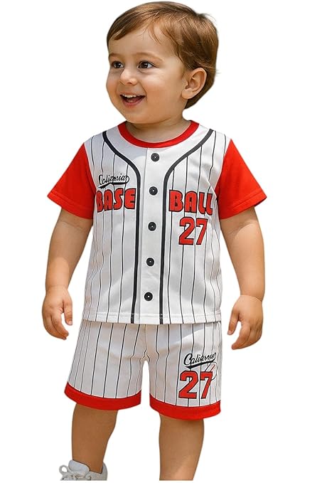Buy Cutevibe BASE BALL Kids Baseball Uniform Set, Red and White