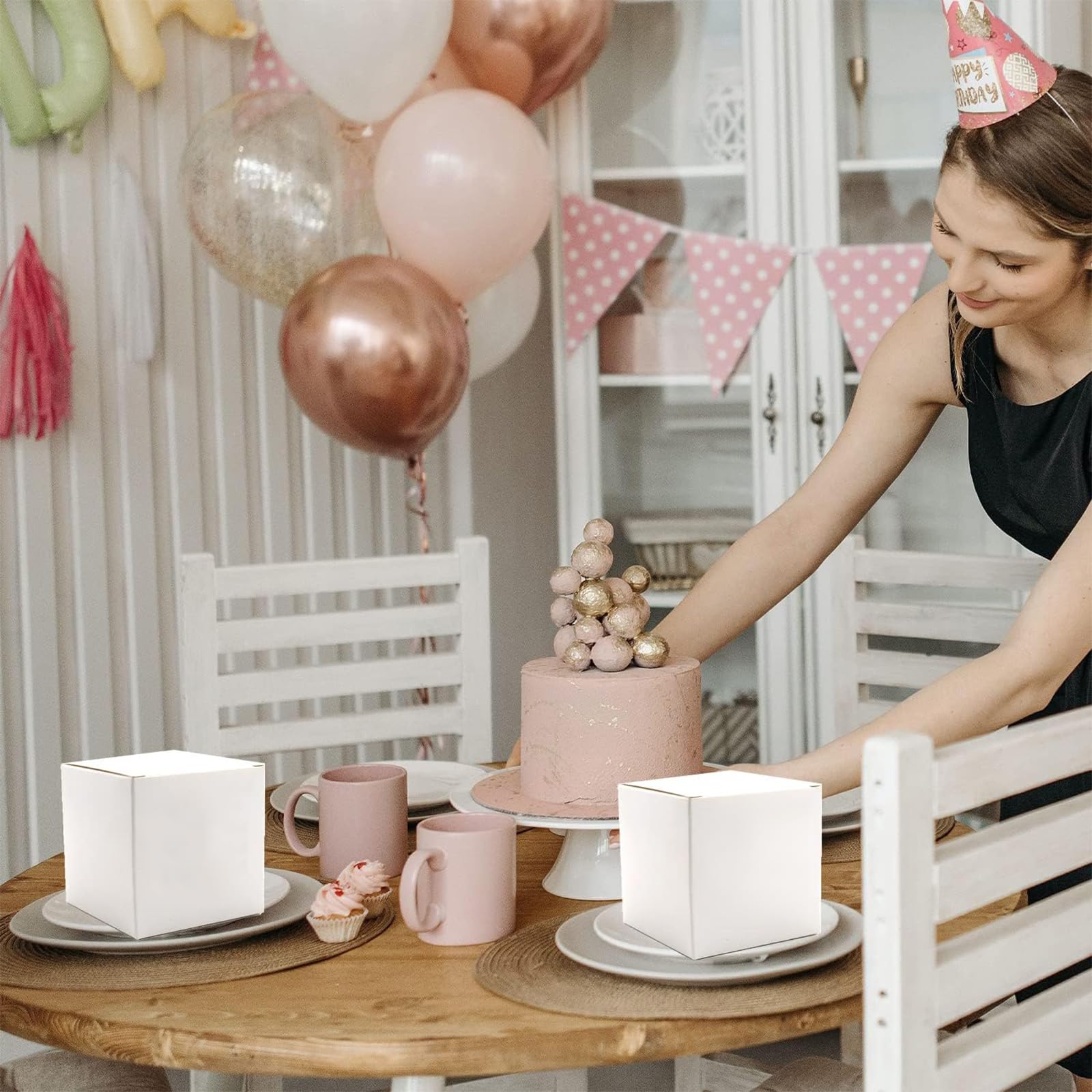 Kartonnen dozen, 15 stuks geschenkdozen kraftpapier, kartonnen dozen met deksel, verjaardag, geschenkdoos, vierkant, voor geschenken, feest, bruiloft (10 x 10 x 10 cm, bruin