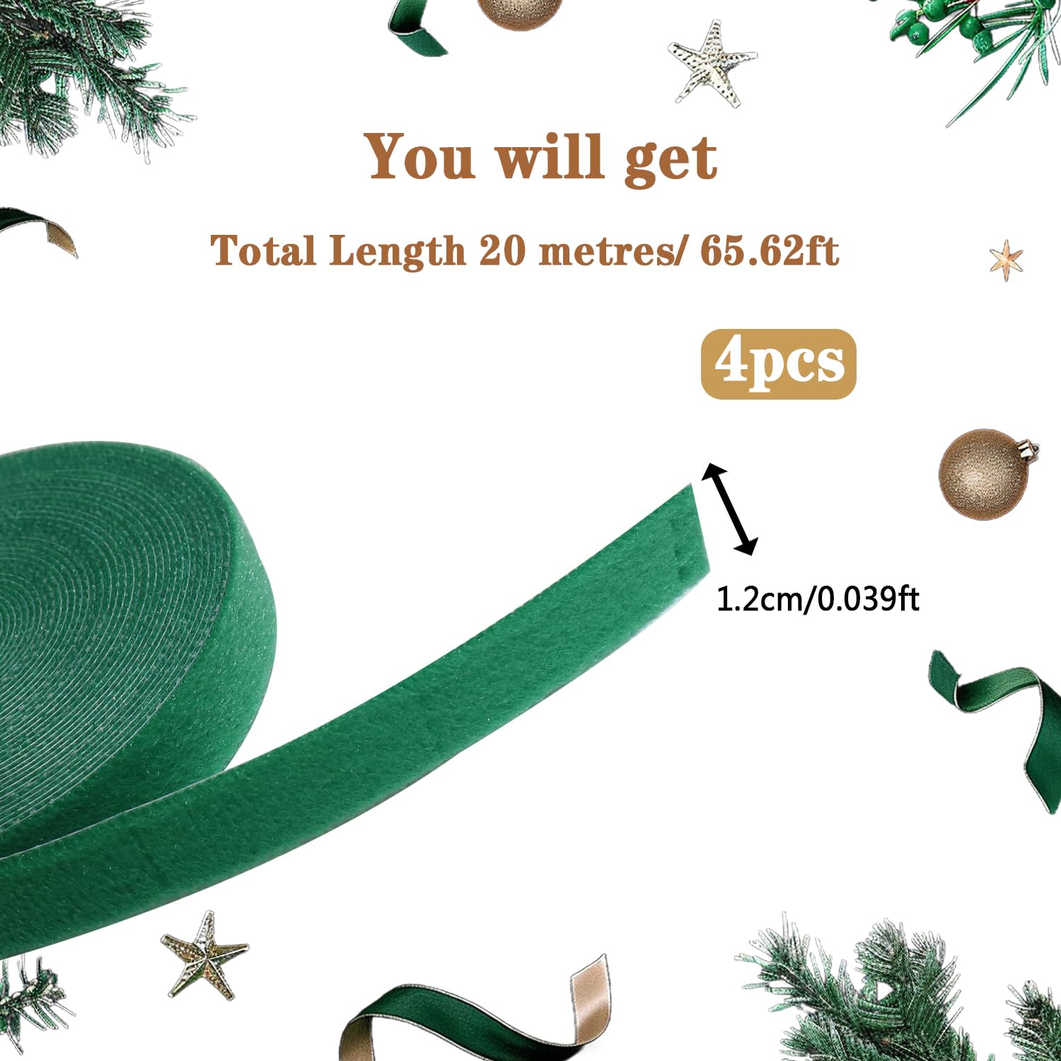 4PCS Garden Tape Plant Tie 65ft, Green Tape Plant Tie Holiday Decoration Ties - Image 2