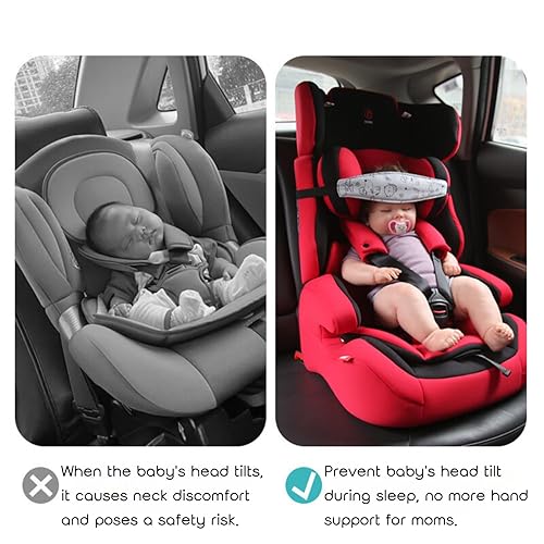 Miniatura 3 de PandaEar Paquete de 2 soportes para cabeza de bebé para asiento de automóvil, correas para la cabeza de asiento de automóvil para niños pequeños,