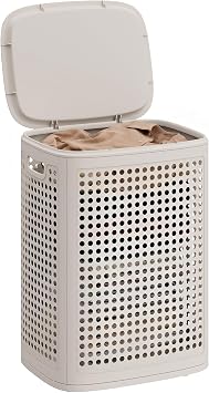 SONGMICS Laundry Basket with Lid,Plastic Washing Basket, 19.8 Gallons 75 L