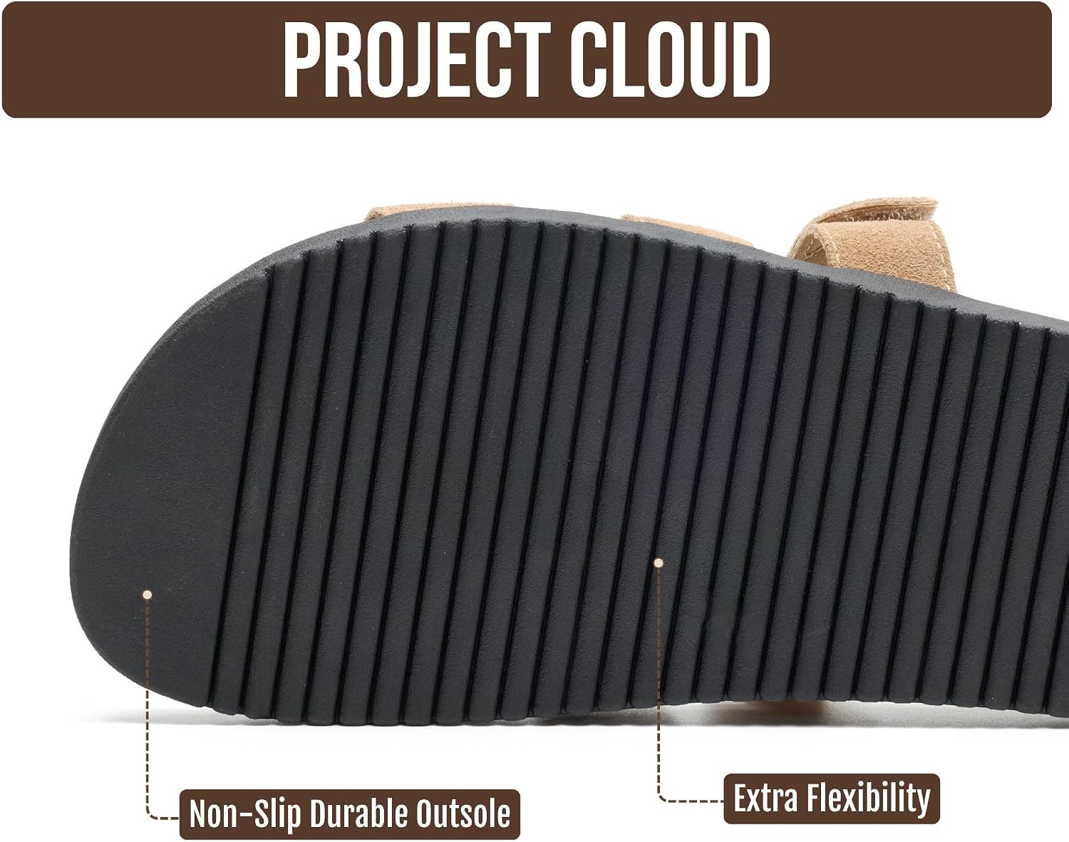 Project Cloud 100% Genuine Leather Sandals for Women Footwear - Stylish Womens Sandals with Plush & Soft Insole - Non-Slip and Water-Resistant Beach Sandals Slides for Women (Mayvy)