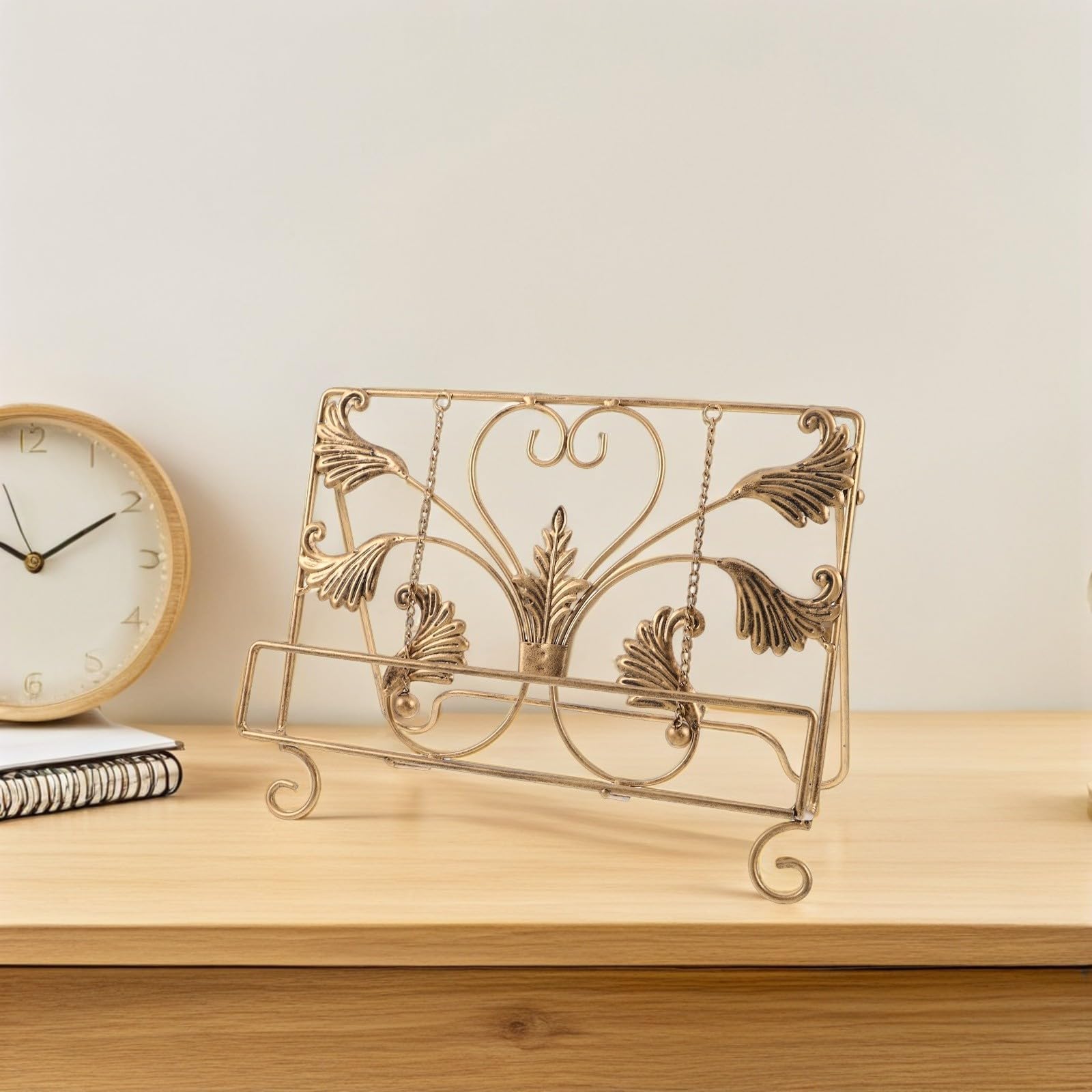 Healifty Vintage Rezeptbuchhalter aus Eisen in Gold mit Lesestütze und Dekorativem Displayständer für Kochen und Küchenpräsentation im Europäischen Stil