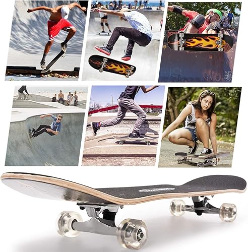 Miniatura 16 de ChromeWheels Patineta de 31 pulgadas, patineta de doble patada, tabla Cruiser Longboard de 8 capas de arce para niños y principiantes