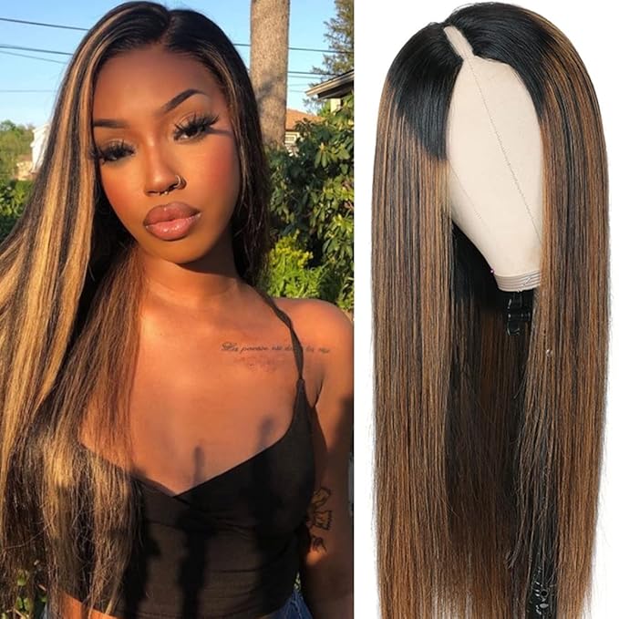 Nadula Hair Ombre Brown Highlight U Part Wig Human Hair