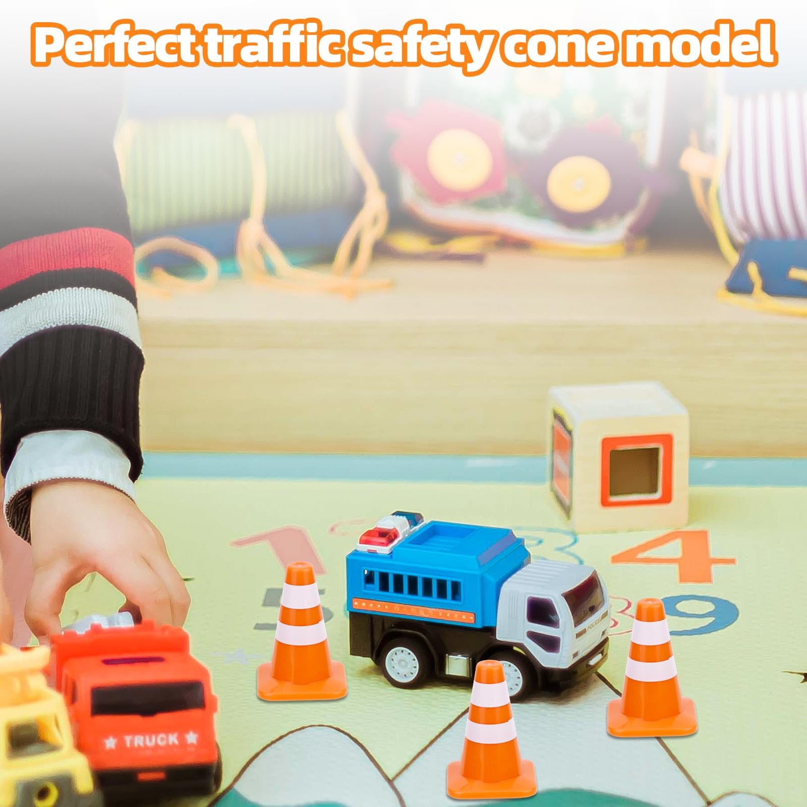 8 Pz Mini Coni Stradali, Piccoli Coni Sicurezza da Costruzione da 3,5cm Piccoli Segnali di Attenzione Stradali Mini Segnali Sicurezza Stradale Barricate per Scene di Strada in Miniatura