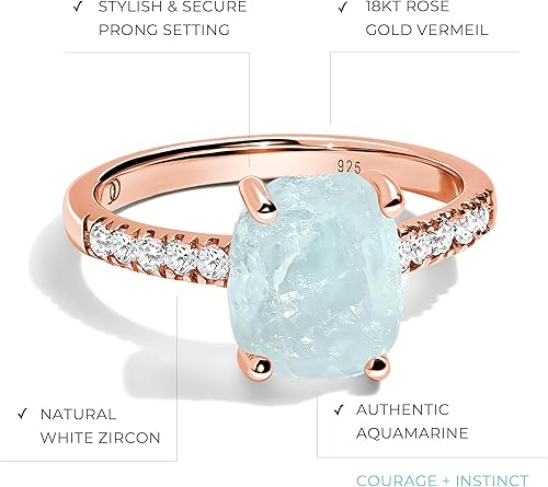 Vista 3 de Moon Magic Anillos auténticos de amatista, cuarzo rosa, aguamarina y piedra lunar para mujer Plata de ley 925 Anillos de cristales crudos de oro