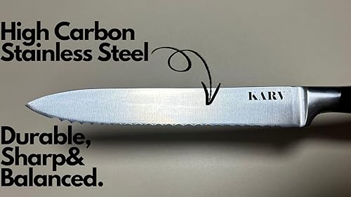 Cuchillo dentado de 5 pulgadas, acero inoxidable de alto carbono, espiga completa para durabilidad y estabilidad, cuchillo de tomate, cuchillo para