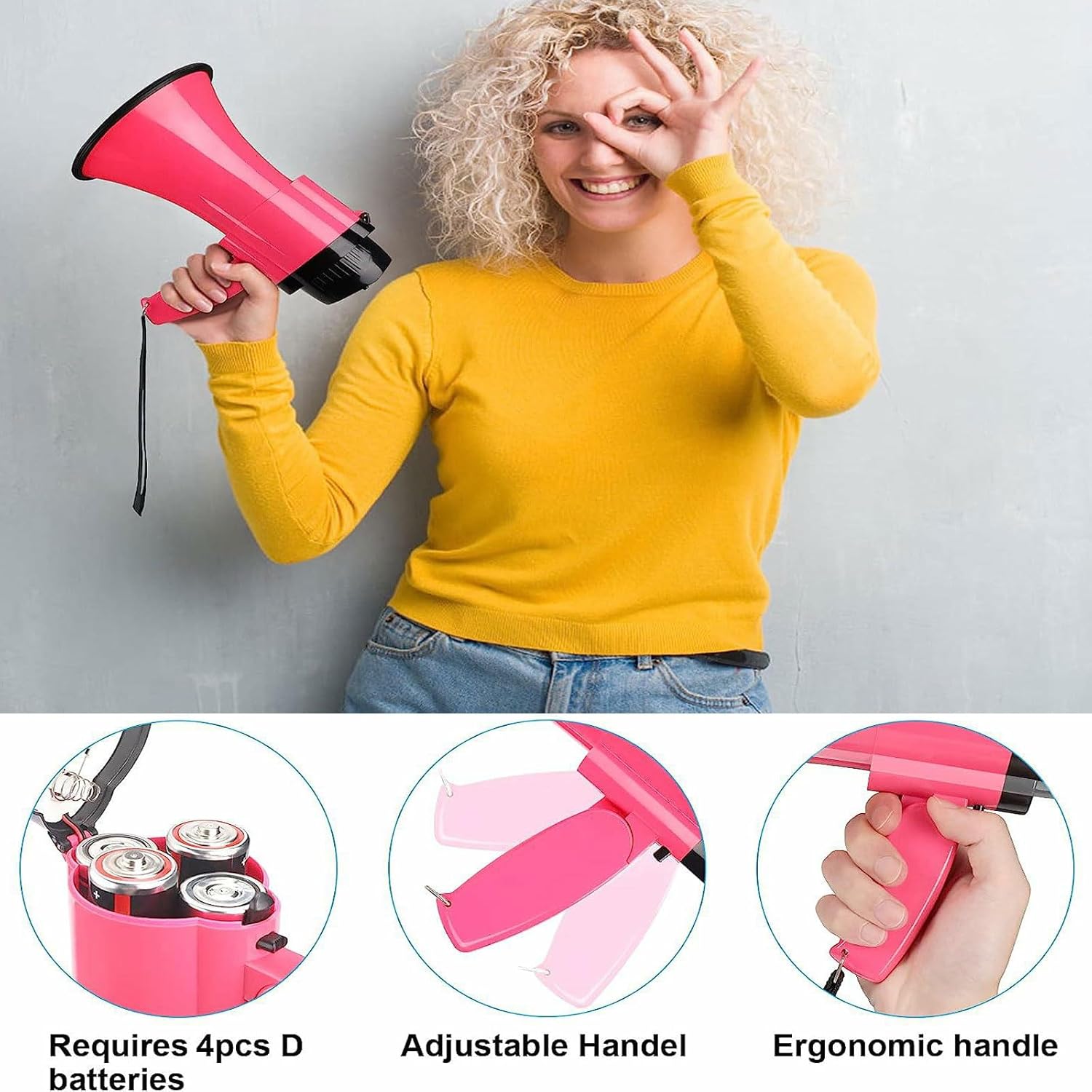 Megaphone 30w Loud Speaker Portable Megaphone Spearker Volume Control and Strap Alarm and 240s Recording Suitable for Indoor and Outdoor Use