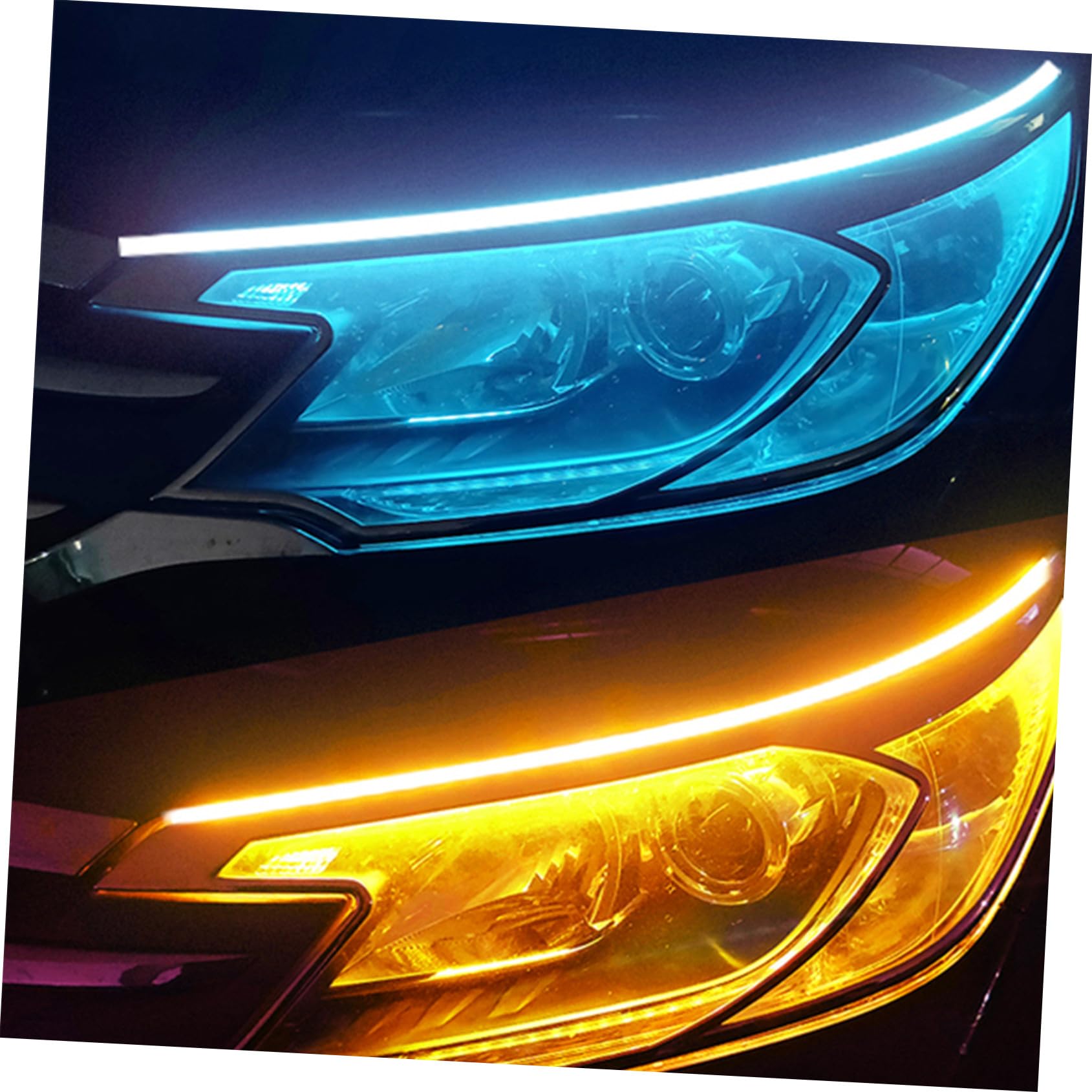 SOLUSTRE 10pezzi Striscia Led Flessibile Con Funzione Fari Gialli e Kit Luce Diurna Per Auto Suv Camion