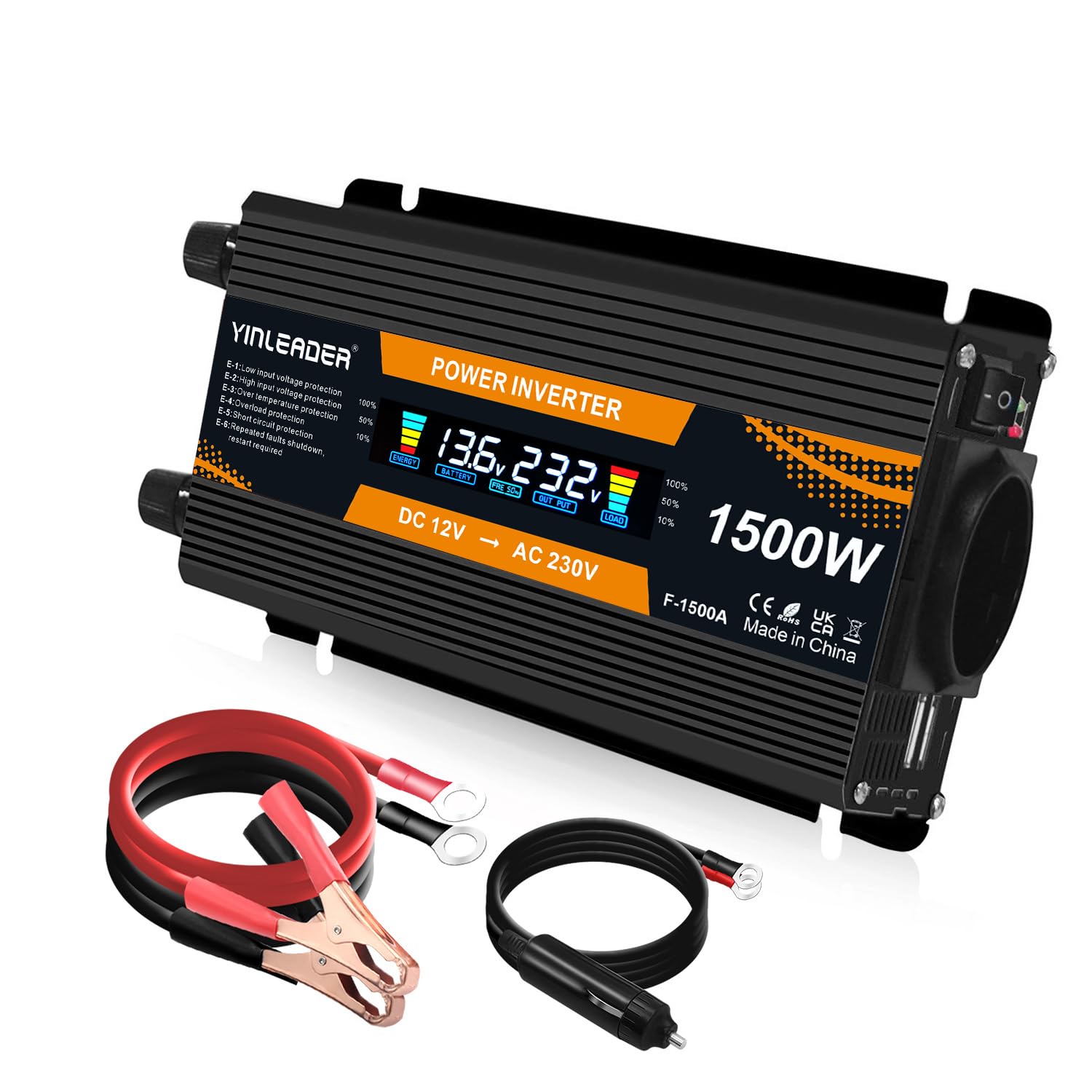 Inverter 1500W 3000W Peak - Convertitore 12V To 230V Con USB | Display LCD E Protezioni - Foto 3