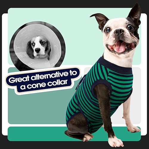 Miniatura 35 de Fuamey Traje de recuperación para perros, esterilización, protege la piel, antilamidos, heridas abdominales, mameluco para hembra, macho, cachorro