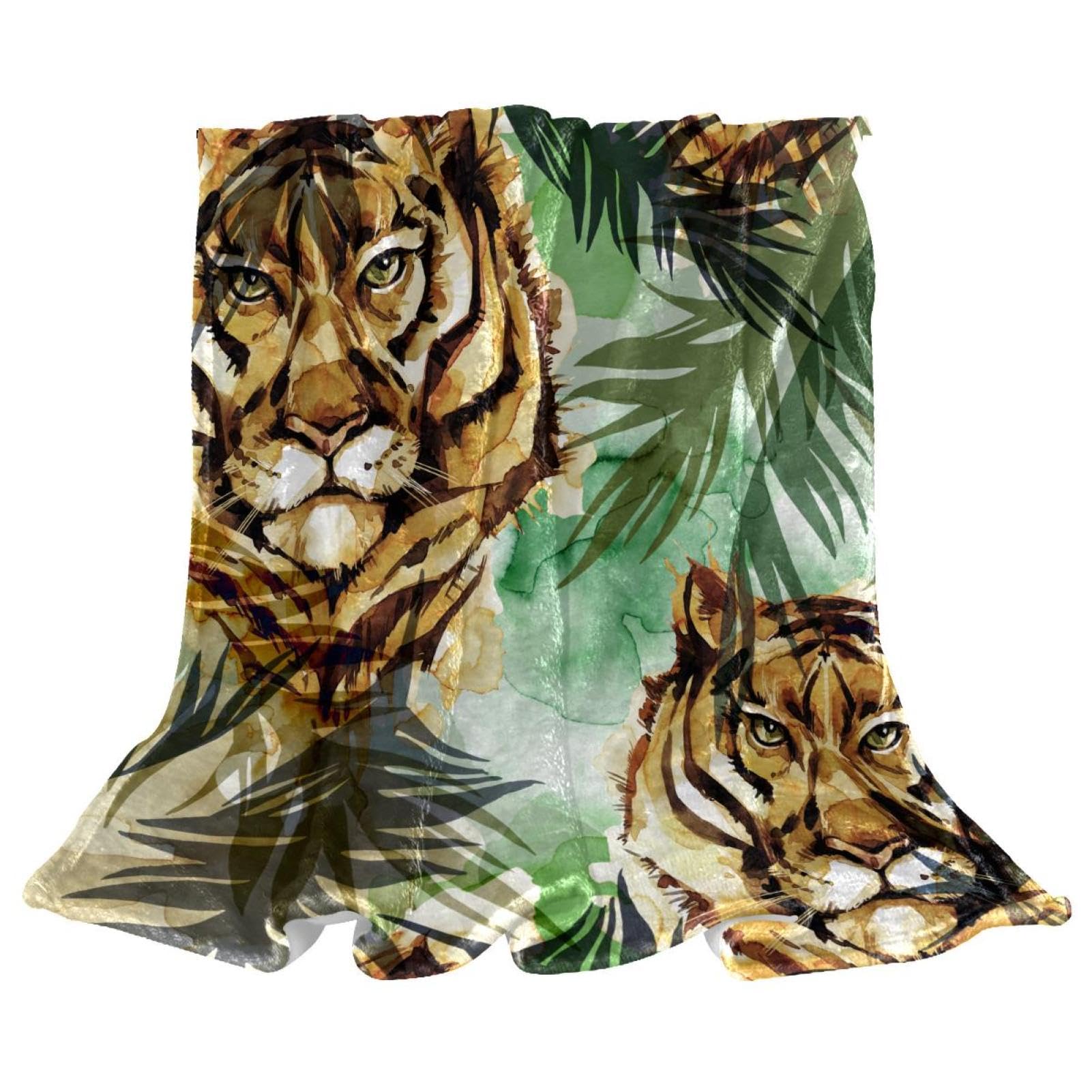 Couverture polaire de qualité supérieure motif tropical grand plaid doux 150x200