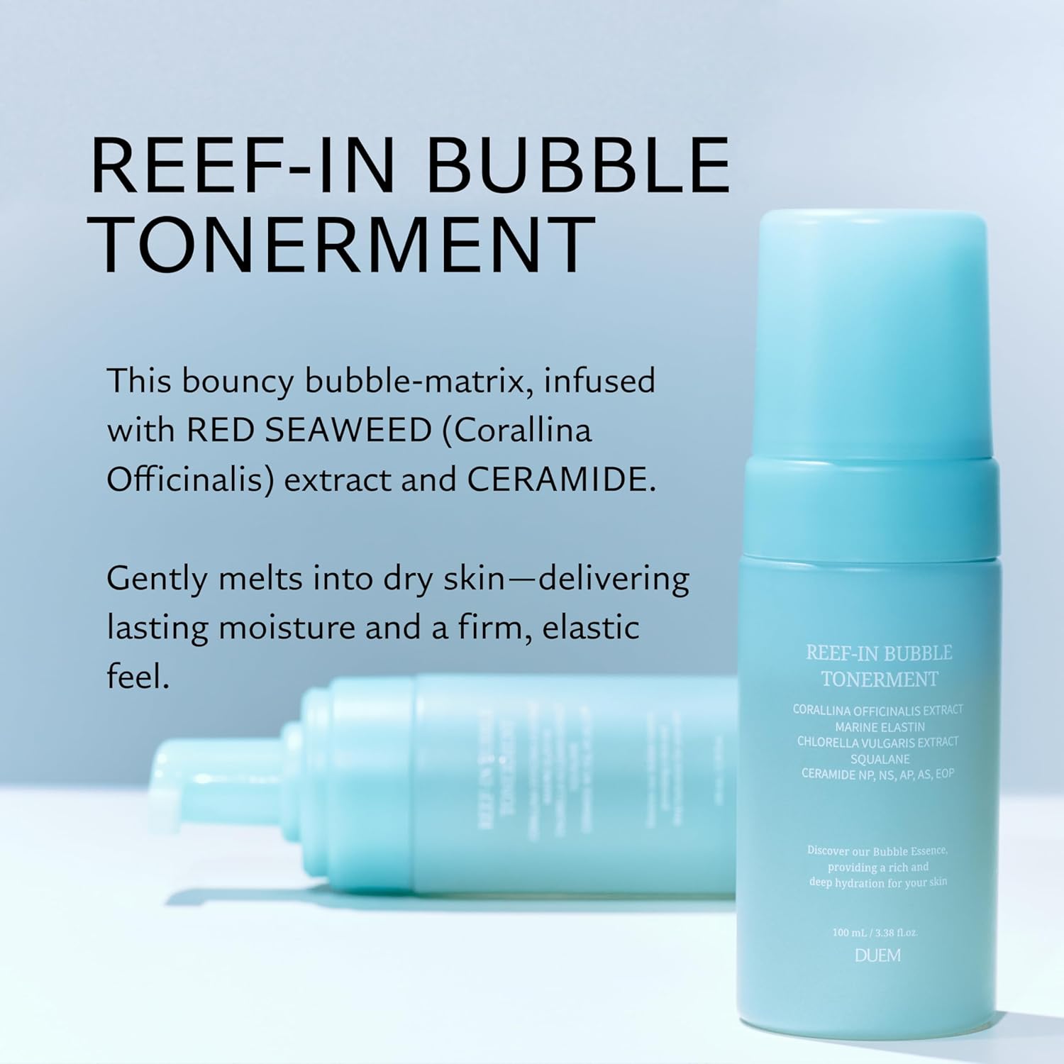 DUEM Reef-in Bubble Tonerment – Low pH (5.8) Ceramide Complex Foaming Toner, 72-Hour Hydration, Skin Elasticity Booster, Korean Skincare, 3.38 fl.oz./100ml - Image 2