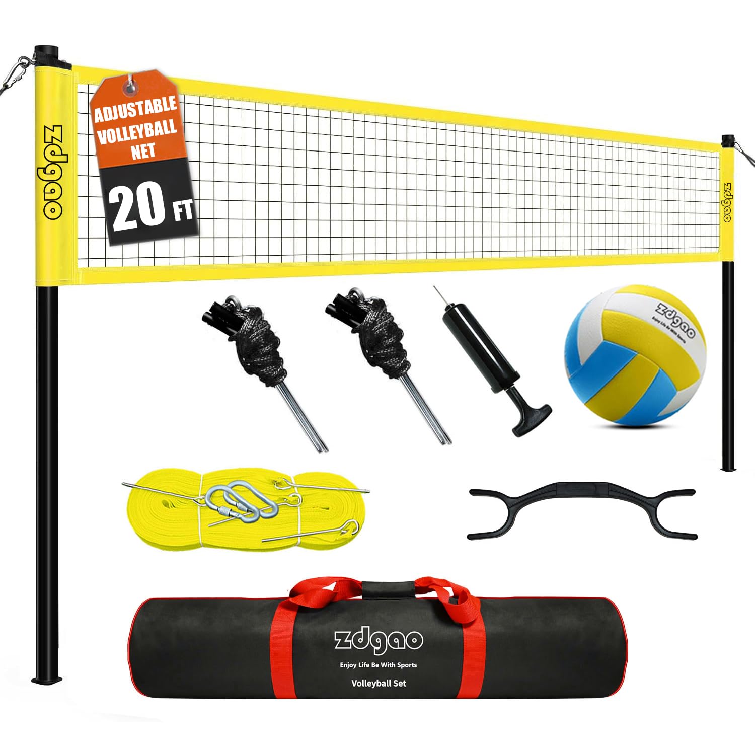 Zdgao Outdoor Portable Adjustable Volleyball Net System with Bag