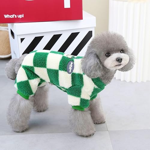 Miniatura 6 de Pijama de forro polar a cuadros para perros pequeños, mameluco de lujo para perros con anillo en D, suéter para cachorros, overol para Chihuahua,
