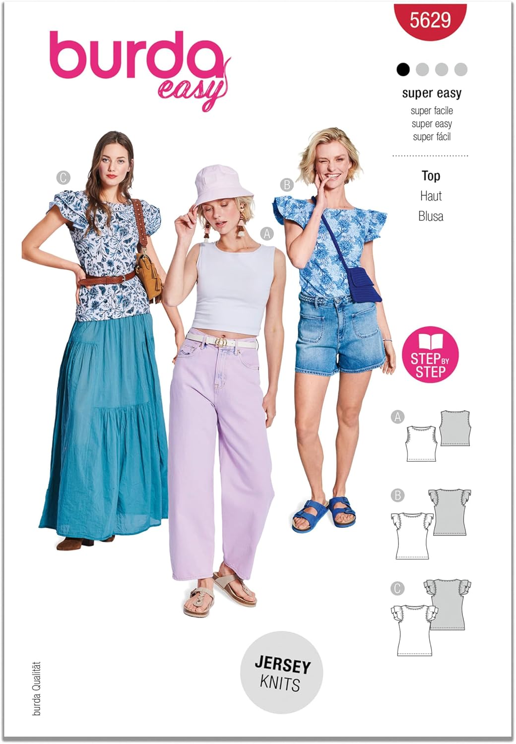 Burda Style 5629 Sewing Pattern for Misses Tops