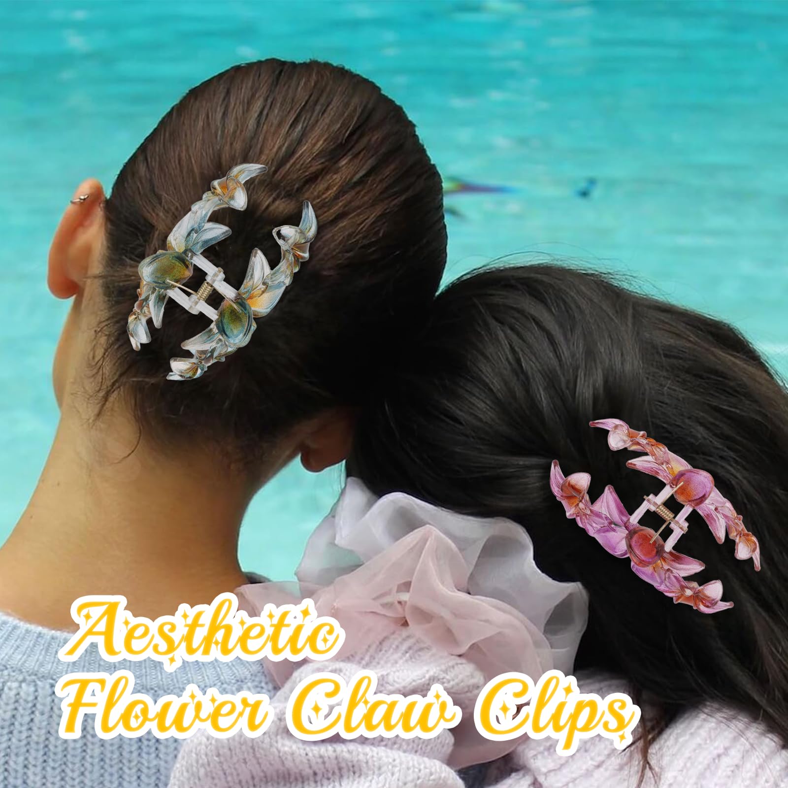 Amazon.com: CURASA Flower Claw Clips Hawaiian Flower Hair Clips 
