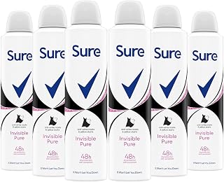 (6 PACK) Sure Women Invisible Black & White 48h Anti-Perspirant Deodorant 6 x 250ml
