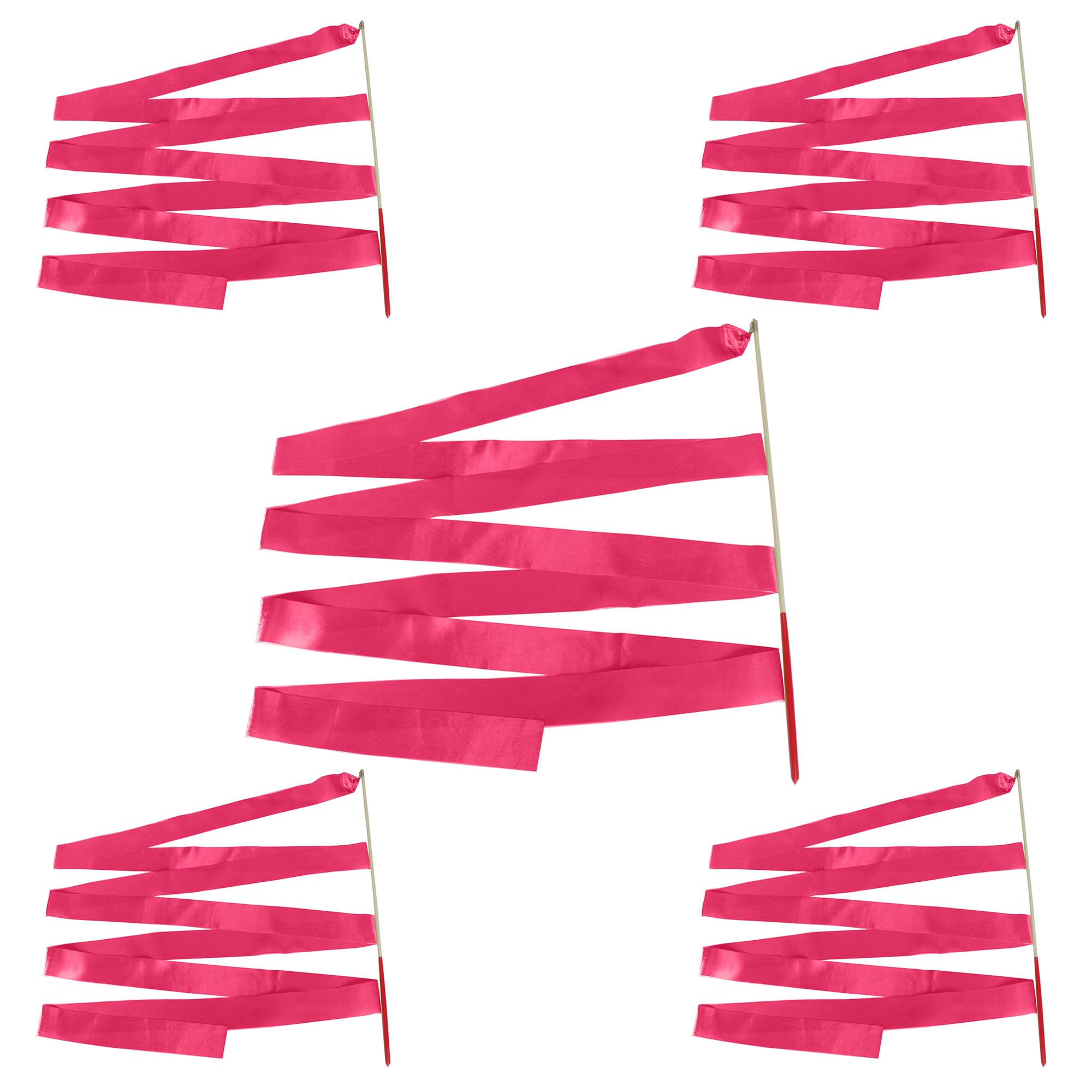 Event Decor Shop 4M Dance Ribbon Streamer, 4M Gymnastic Ribbon Stick for Praise Dance, Talent Shows, Musical Performances & Twirling Practice, Hot Pink - 5pcs