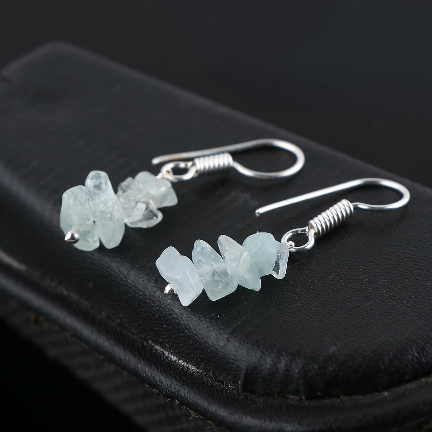 Gemstone Chips Dangling Earrings, Stone 2-3 MM, Silver Plated, Handmade Jewelry, Chakra Healing Crystals, Polished Nuggets Stones, Women Earrings, Gemstone Jewellry - Image 4