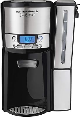 Hamilton Beach (47950) Coffee Maker with 12 Cup Capacity & Internal Storage Coffee Pot, Brewstation, Black/Stainless Steel