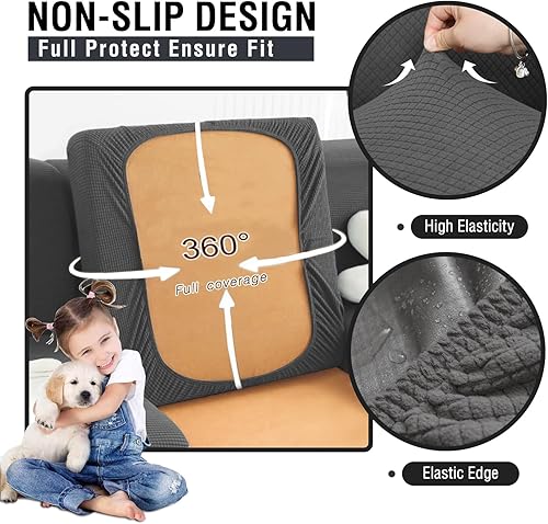 Miniatura 8 de ALIECOM Fundas de cojín impermeables para sofá modular en forma de L, elásticas, 11 piezas, fundas mágicas para sofá seccional, fundas de esquina